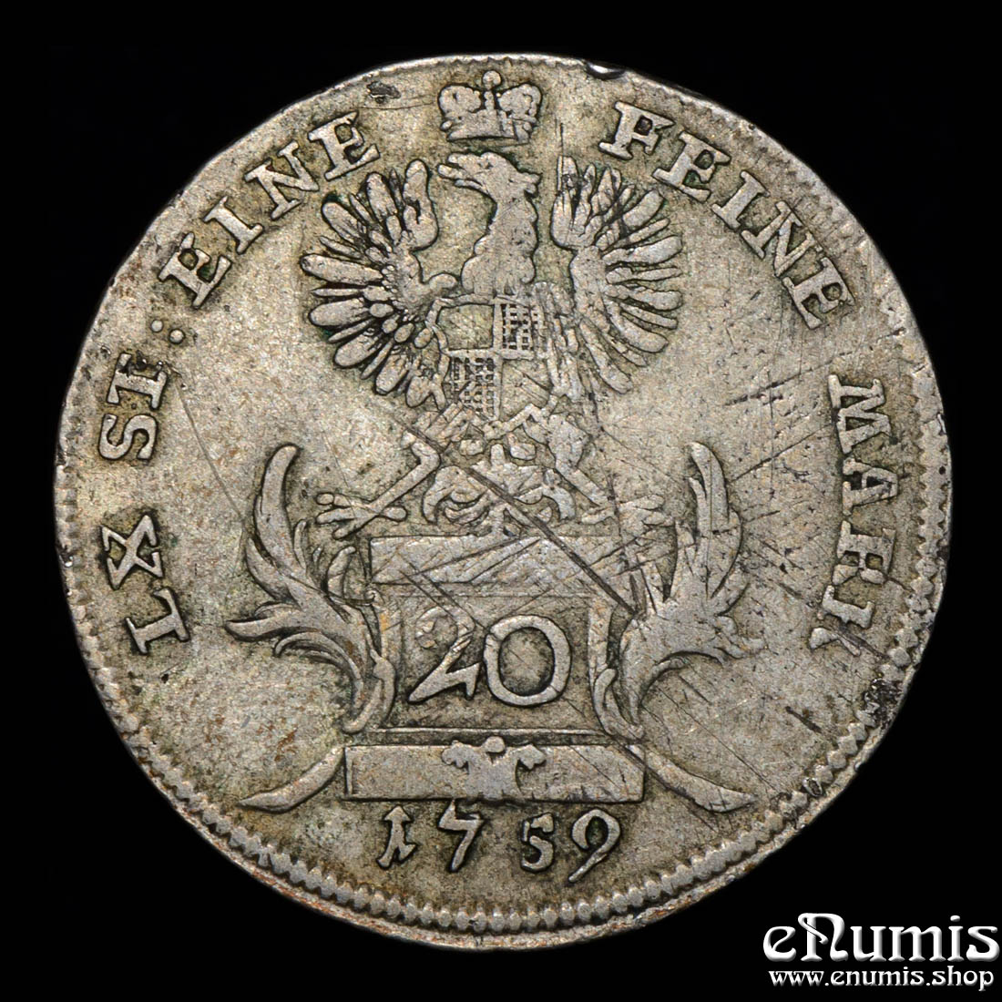 Germany, Brandenburg Ansbach, Alexander, 20 Kreuzer 1759, VF