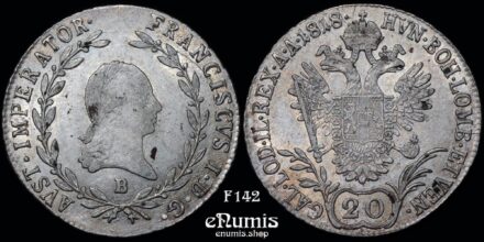 AUSTRIA, Franz I, 20 Kreuzer 1818 B, Kremnitz, XF-UNC