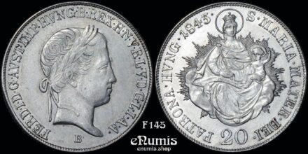AUSTRIA, HUNGARY, Ferdinand I, 20 Kreuzer 1843 B, Kremnitz, aUNC
