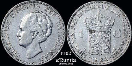 NETHERLANDS, Wilhelmina, 1 Gulden 1922, VF-XF