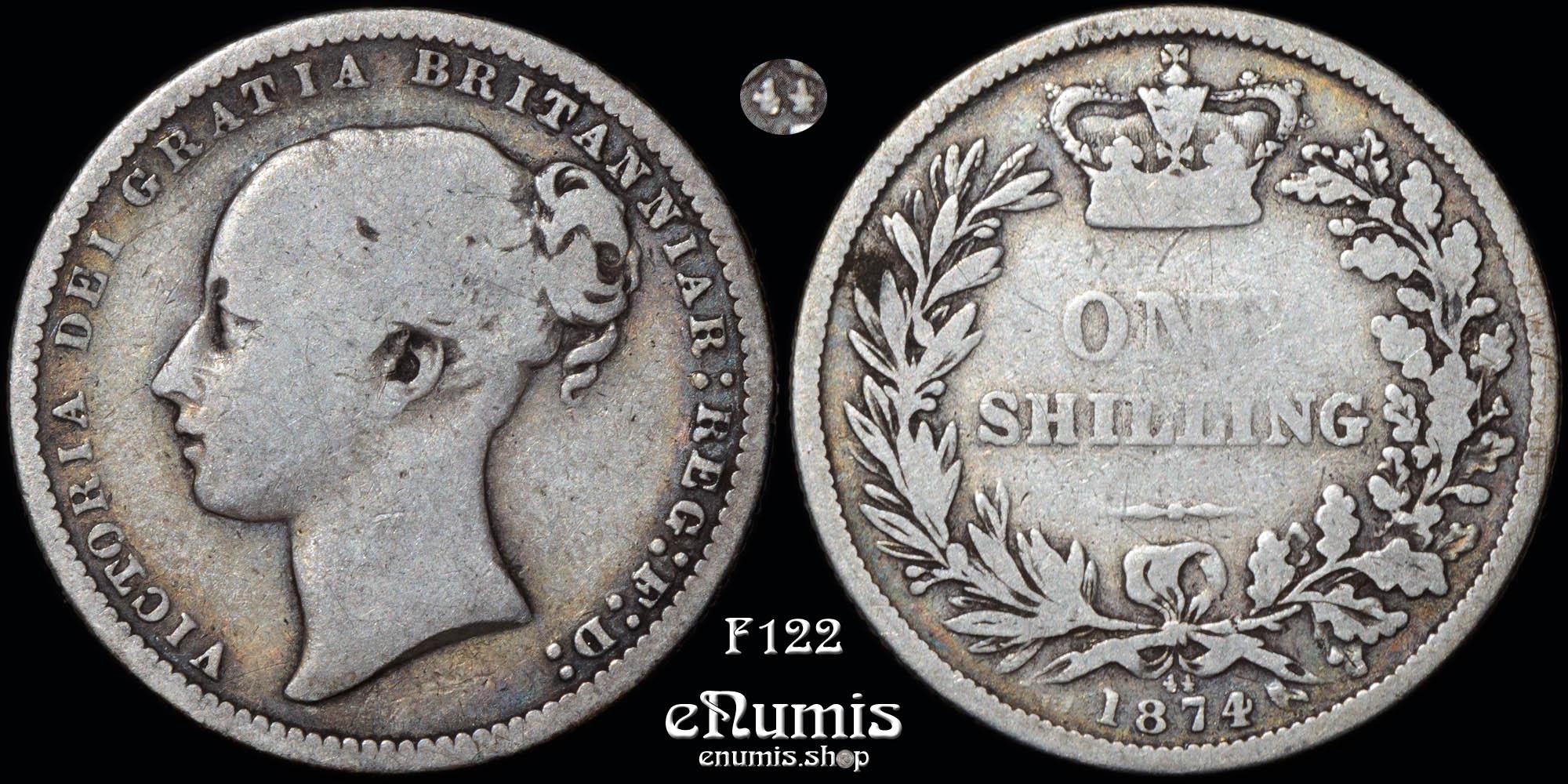 Great Britain, Victoria, Shilling 1874, die number 44, Fine