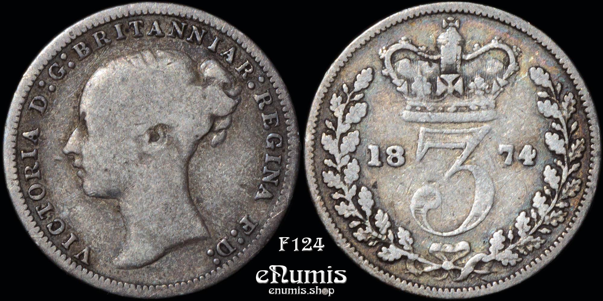 Great Britain, Victoria, 3 Pence 1874, Fine Great Britain, Victoria, 3 Pence 1874, Fine