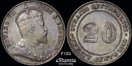 Straits Settlements, Edward VII, 20 Cents 1910, XF/XF+