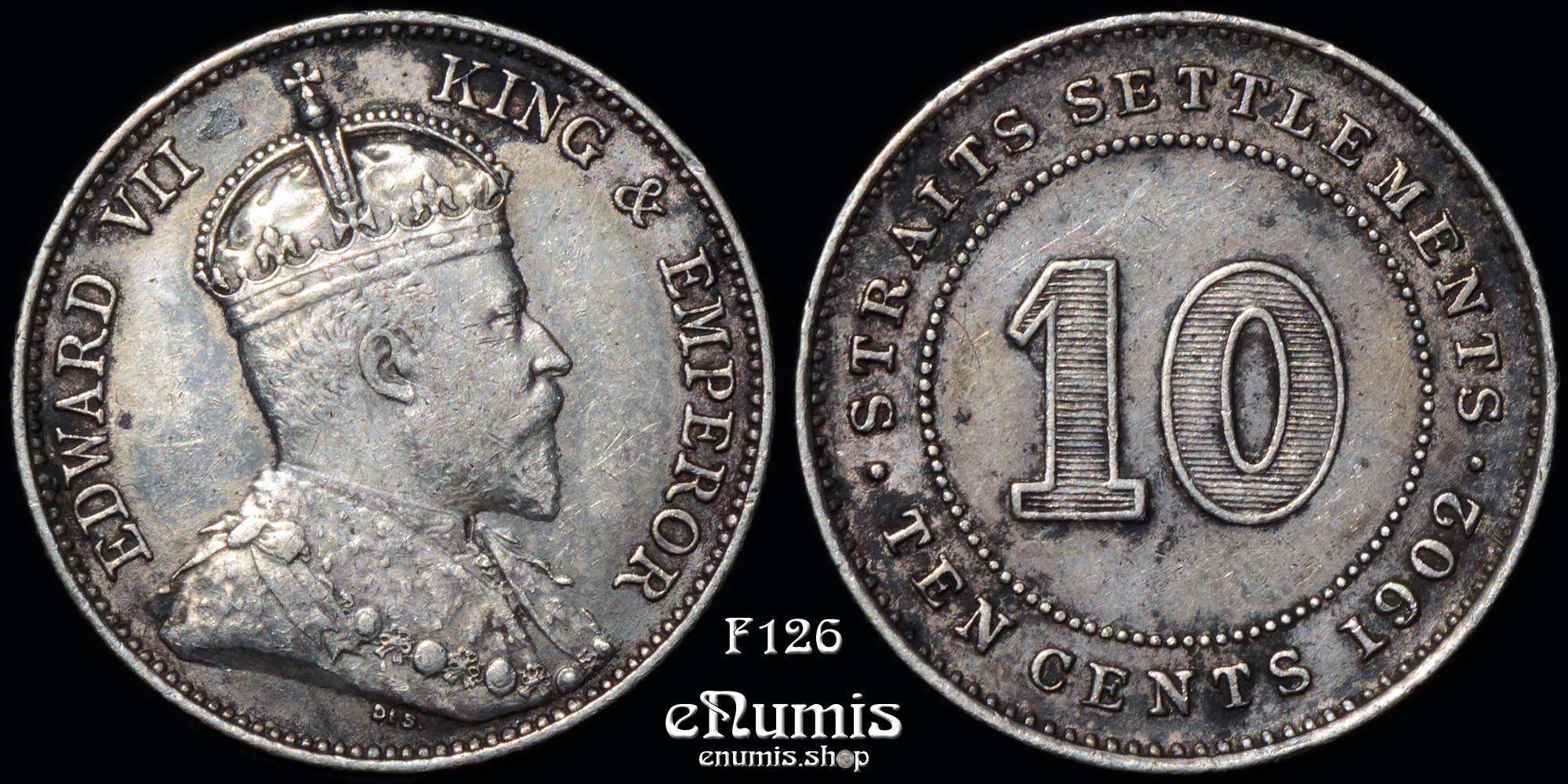 Straits Settlements, Edward VII, 10 Cents 1902, XF-UNC