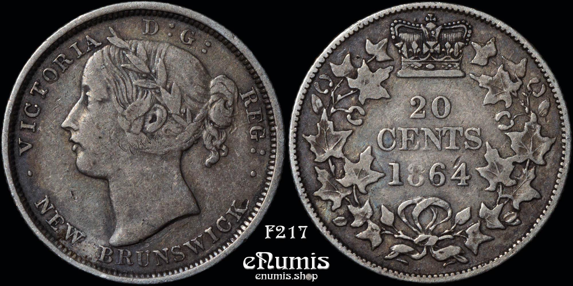 Canada, New Brunswick, Victoria, 20 Cents 1864, toned, VF+