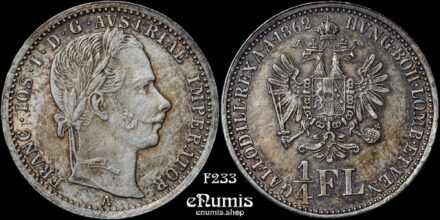 AUSTRIA, Franz Joseph I, 1/4 Florin Gulden 1862 A, XF