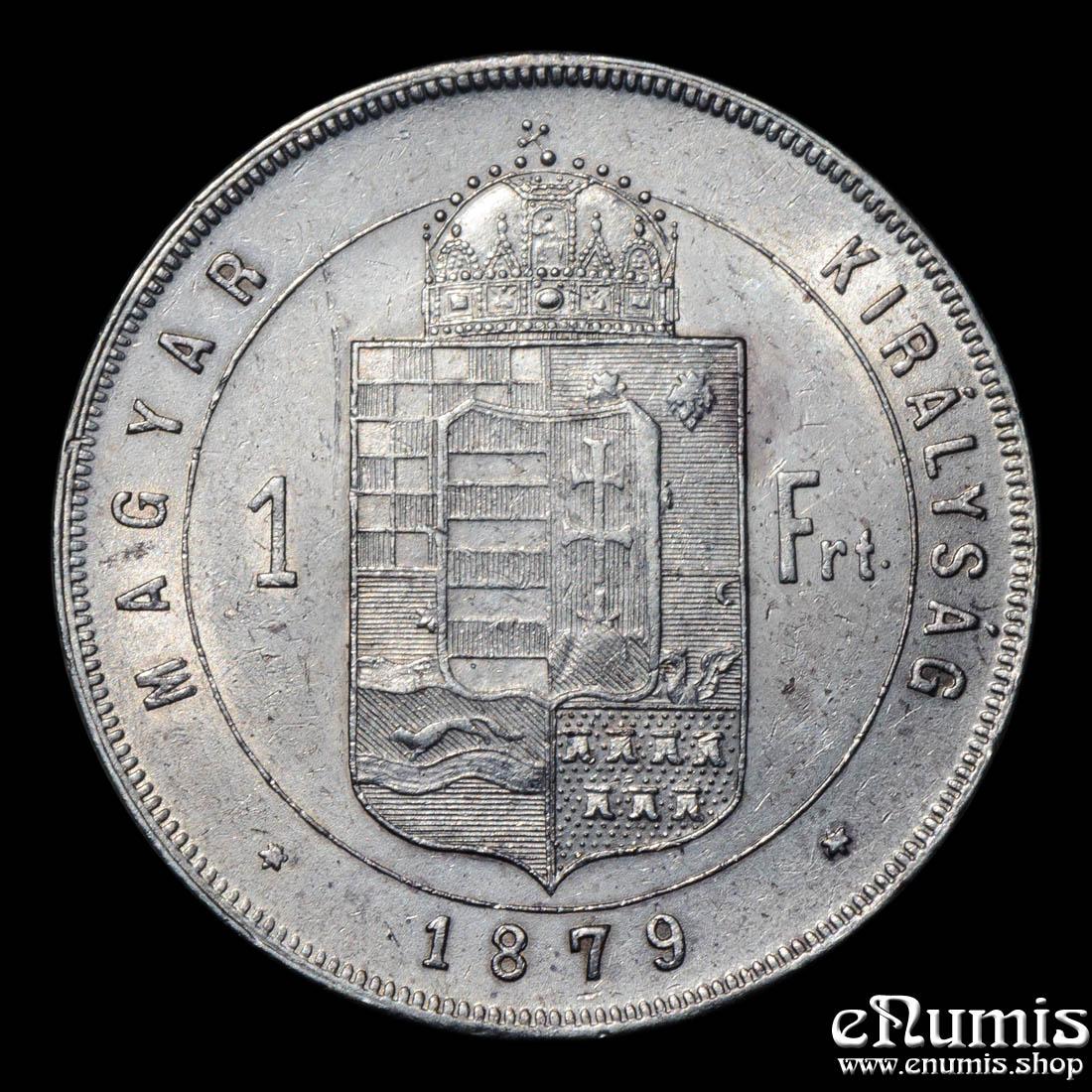HUNGARY, Franz Joseph I, 1 Forint 1879, aUNC