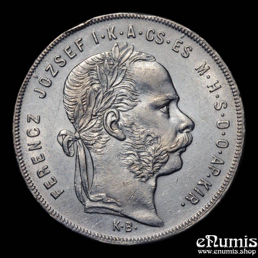 HUNGARY, Franz Joseph I, 1 Forint 1879, aUNC
