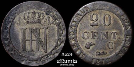 Germany, Westphalia, Jerome Napoleon, 20 Centimes 1812, XF