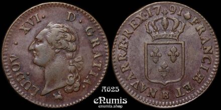 France, Louis XVI, Sol 1791 B, Rouen, XF-UNC