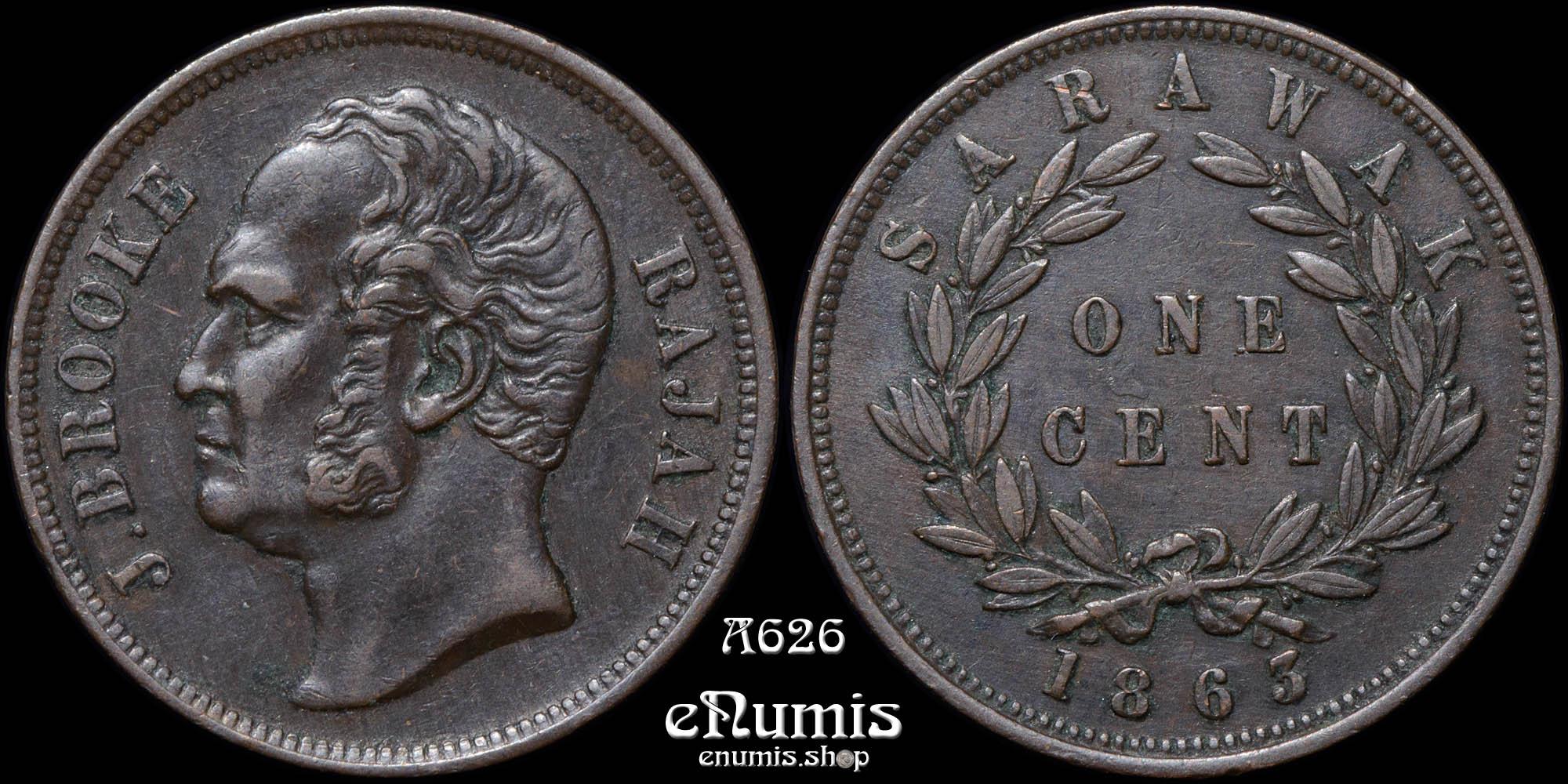 Sarawak, J. Brooke, 1 Cent 1863, XF