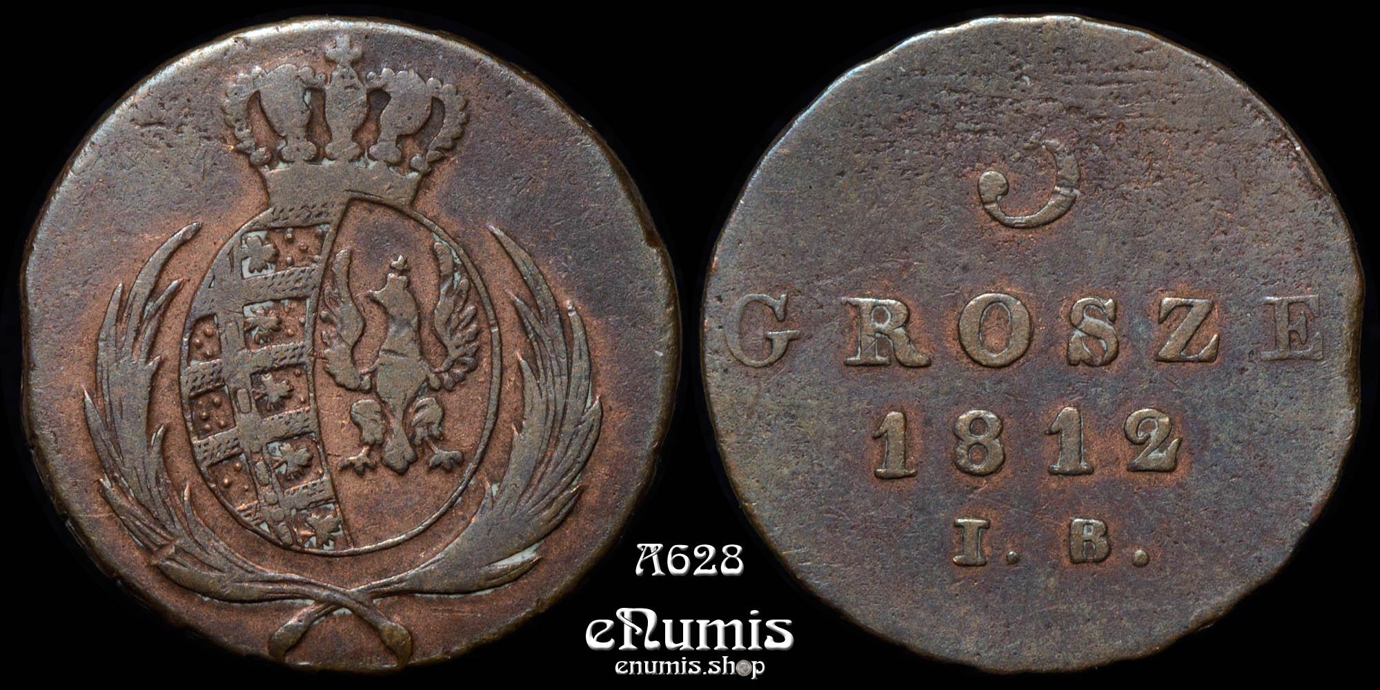 POLAND, Friedrich August I, 3 Grosze 1812, VF