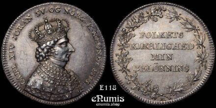 SWEDEN, Carl XIV, 1/3 Riksdaler 1818, Kastmynt, small bust, Rare, aUNC