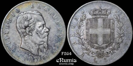 ITALY, Vittorio Emanuele II, 5 Lire 1876 R, VF+
