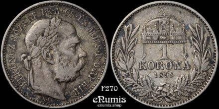 HUNGARY, Franz Joseph I, 1 Korona 1895, toned, VF+