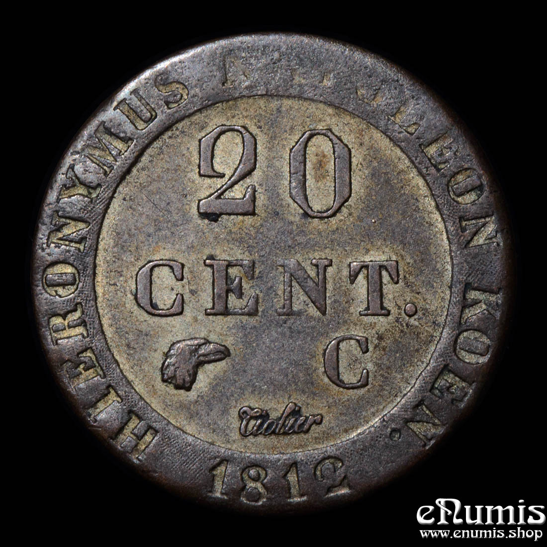 Germany, Westphalia, Jerome Napoleon, 20 Centimes 1812, XF