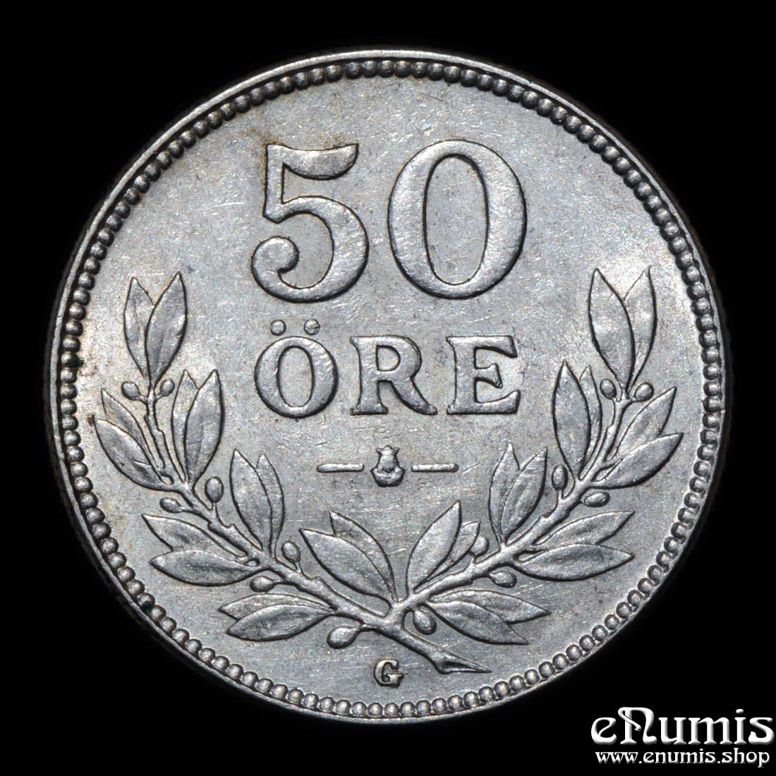 SWEDEN, Gustaf V, 50 Ore 1938, silver, XF-UNC