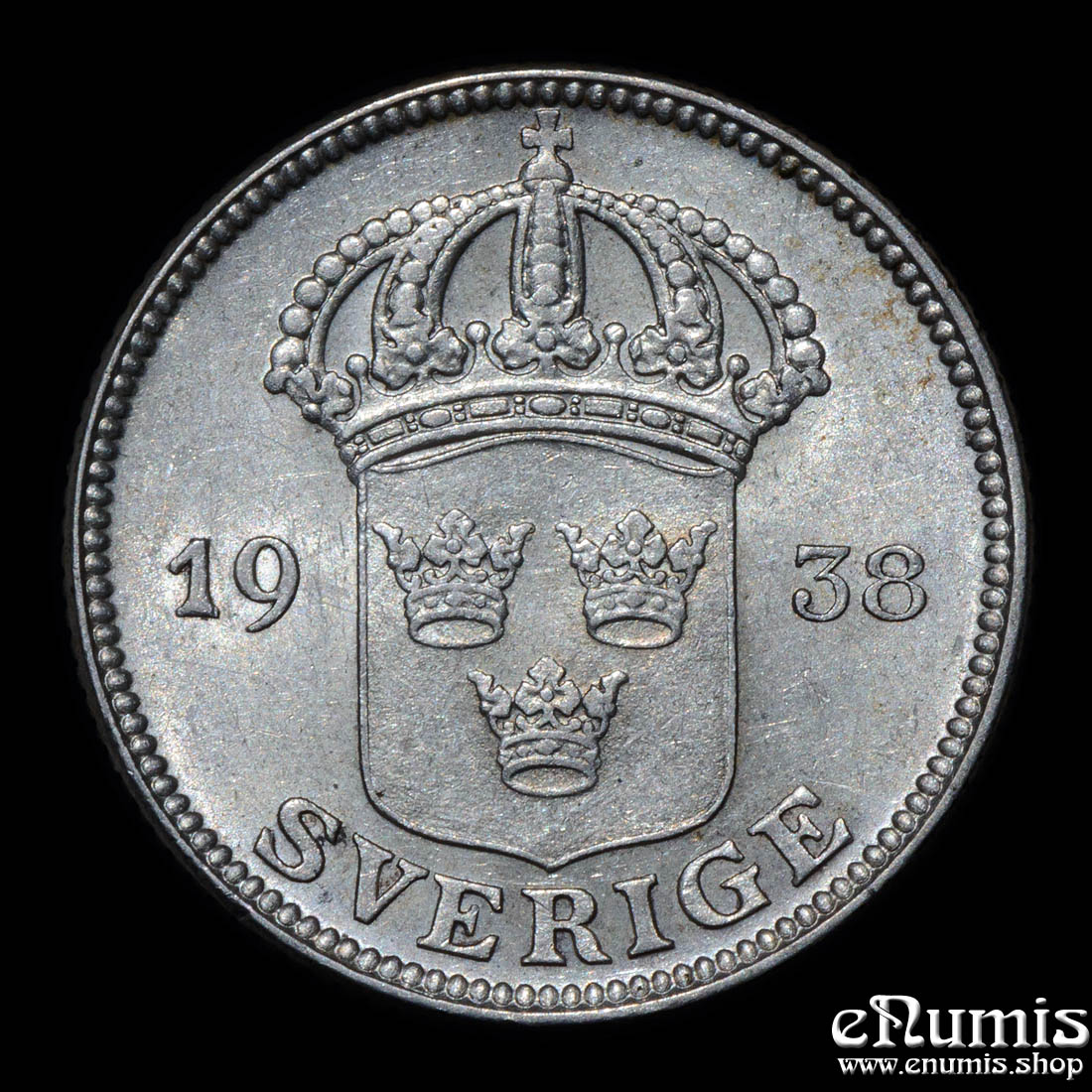 SWEDEN, Gustaf V, 50 Ore 1938, silver, XF-UNC
