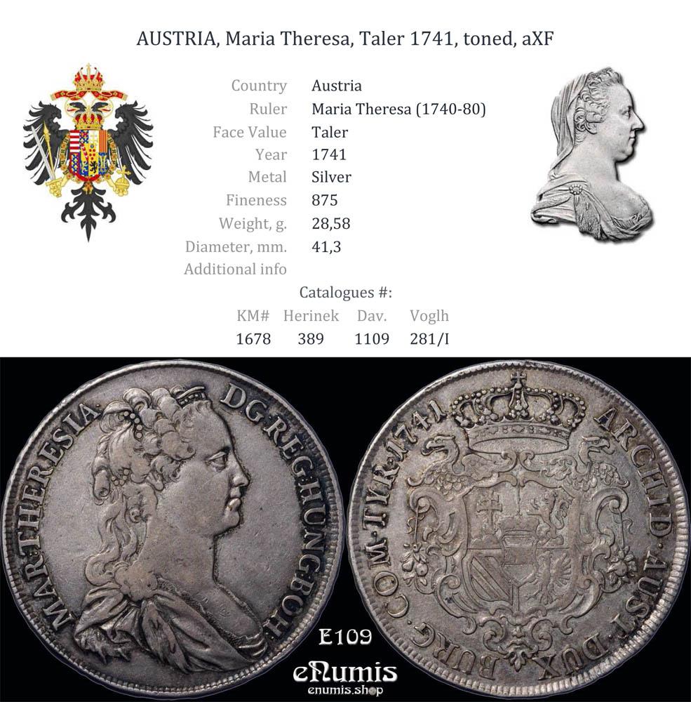 AUSTRIA, Maria Theresa, Taler 1741, toned, aXF