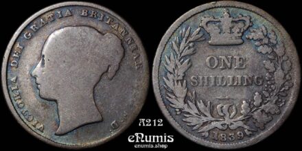 Great Britain, Victoria, Shilling 1839, Scarce type: no dots, Fine