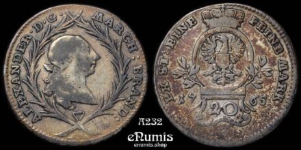 GERMANY Brandenburg Ansbach, Alexander, 20 Kreuzer 1765, VF