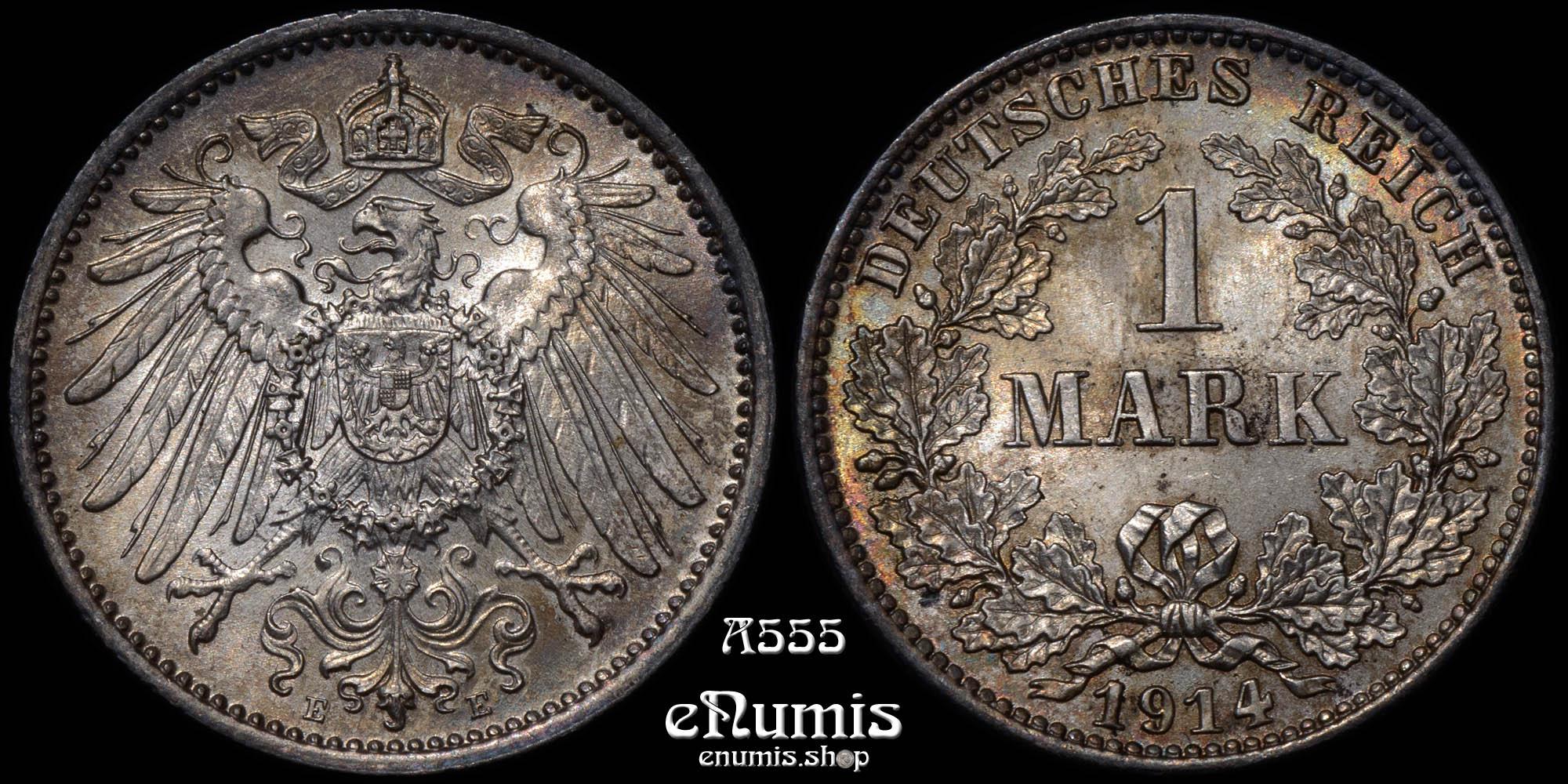 GERMAN EMPIRE, 1 Mark 1914 E, Muldenhutten, UNC