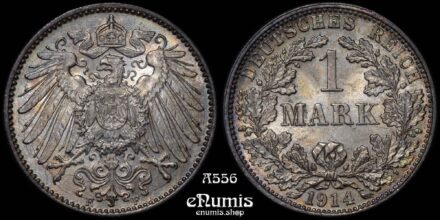 GERMAN EMPIRE, 1 Mark 1914 F, Stuttgart, UNC