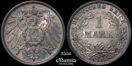GERMAN EMPIRE, 1 Mark 1914 E, Muldenhutten, UNC