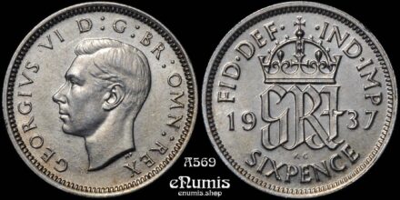 Great Britain, George VI, Sixpence 1937, UNC