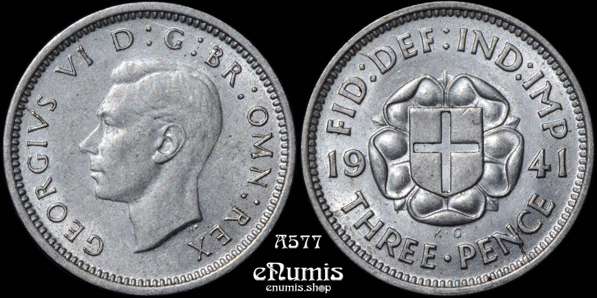 Great Britain, George VI, 3 Pence 1941, UNC