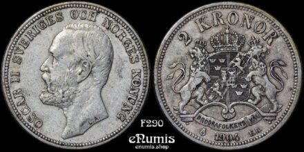 SWEDEN, Oscar II, 2 Kronor 1904, XF