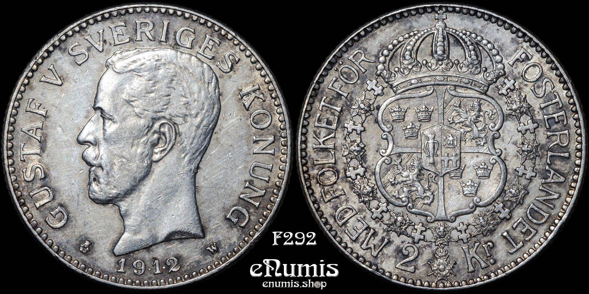 SWEDEN, Gustaf V, 2 Kronor 1912, low mintage, XF/XF+