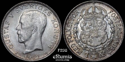 SWEDEN, Gustaf V, 1 Krona 1941, silver, UNC