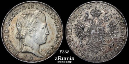 AUSTRIA, Ferdinand I, 20 Kreuzer 1848 A, XF-UNC