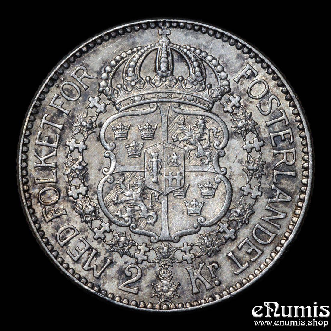 SWEDEN, Gustaf V, 2 Kronor 1912, low mintage, XF/XF+