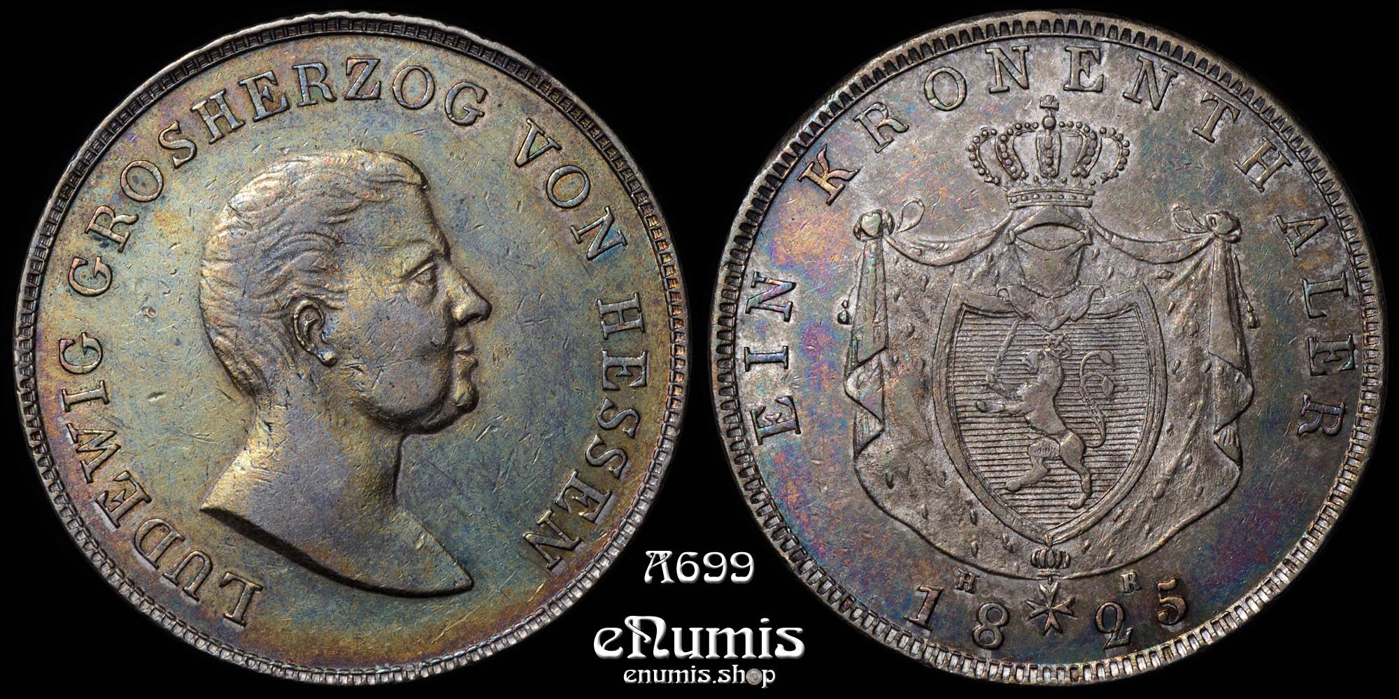 GERMANY Hesse Darmstadt, Ludwig I, Taler 1825, toned, XF