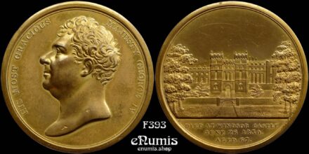 Great Britain, George IV, Large Death Medal 1830, Gold Plated Bronze, Rare