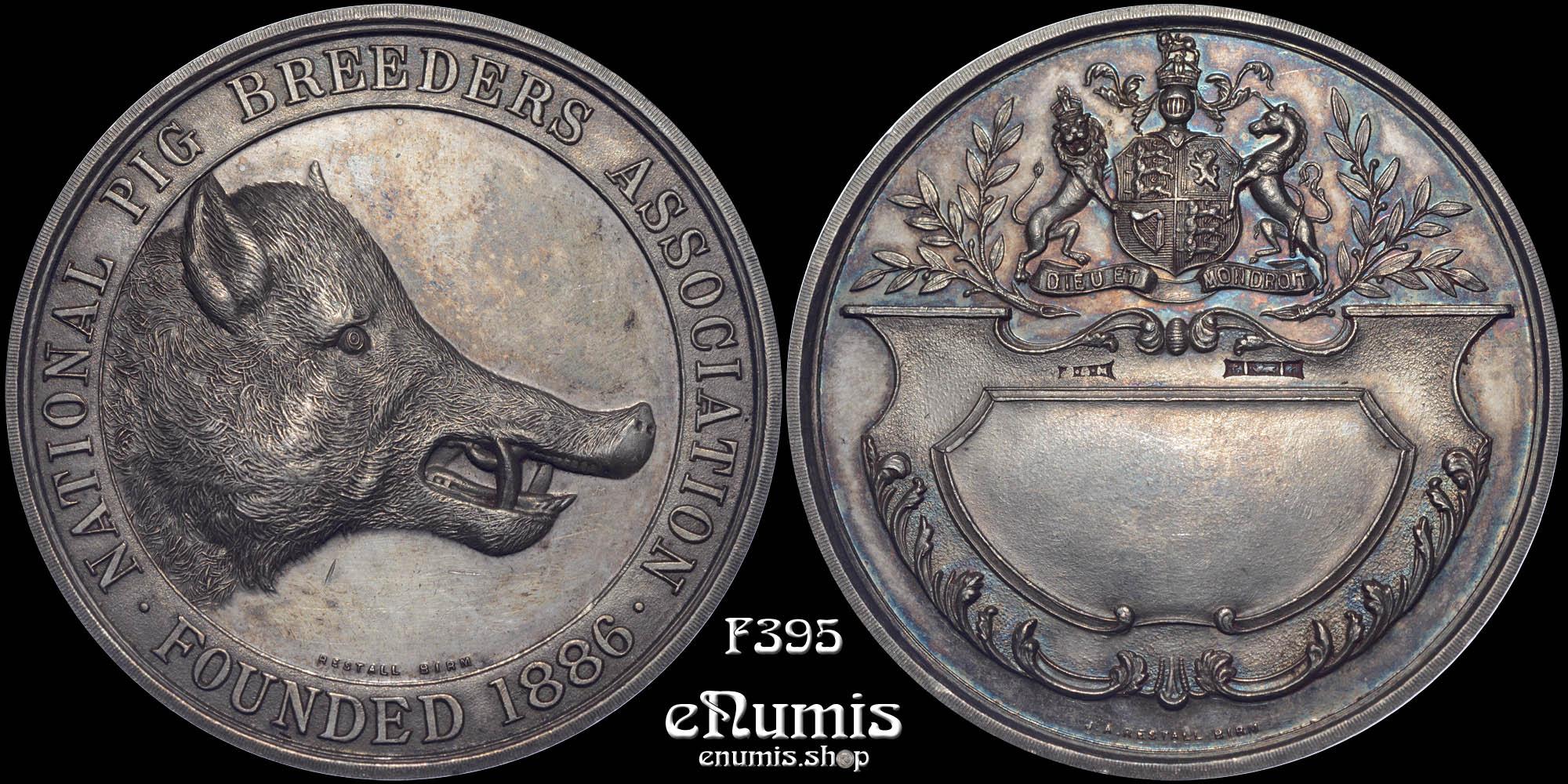 Great Britain, Victoria, Silver Pig Breeders Association Medal 1900, by Restall, UNC