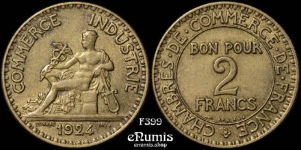 FRANCE, Third Republic, 2 Francs 1924, aUNC