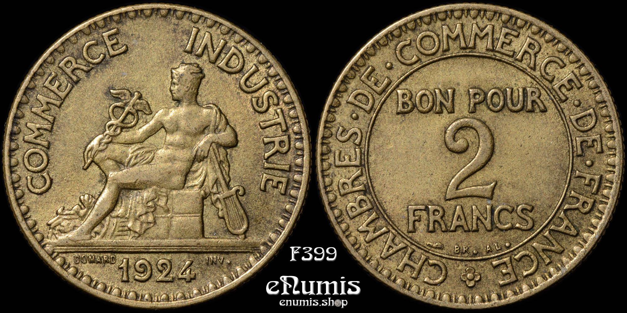 FRANCE, Third Republic, 2 Francs 1924, aUNC