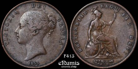 Great Britain, Victoria, Penny 1855, Ornamental Trident, VF