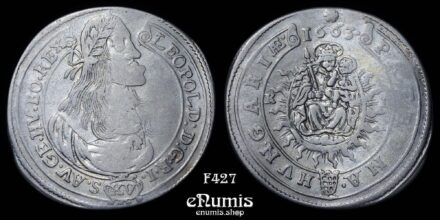 AUSTRIA, HUNGARY, Leopold I, 15 Kreuzer Krajcár 1663 KB, Kremnitz, VF+