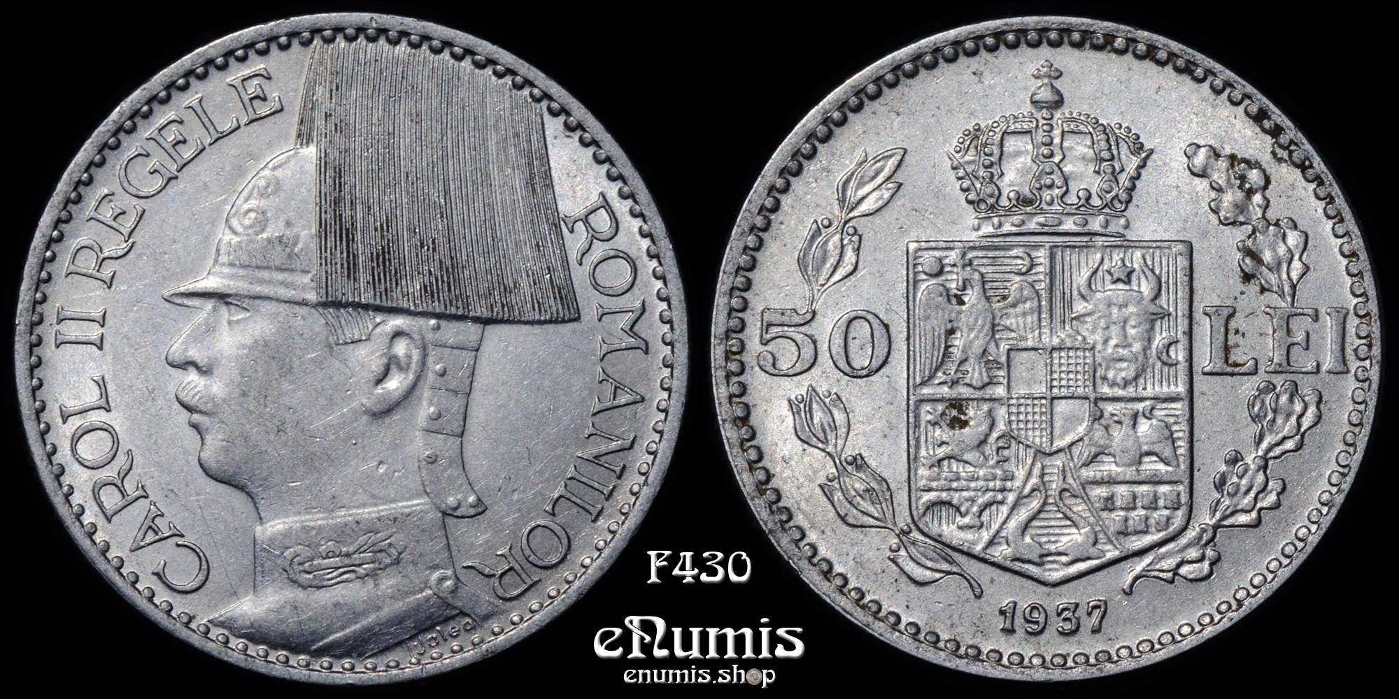 ROMANIA, Carol II, 50 Lei 1937, aUNC/UNC