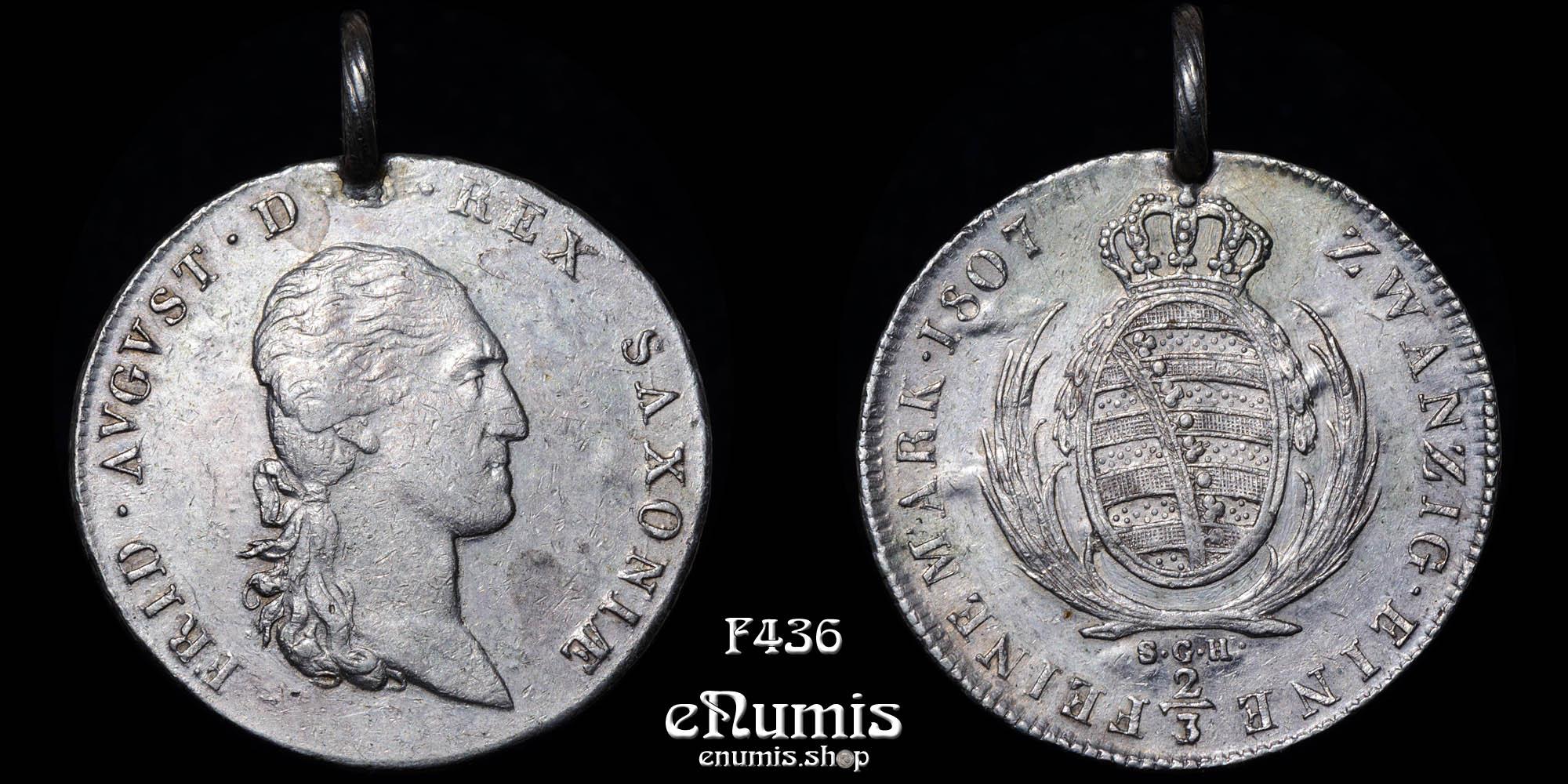 GERMANY SAXONY, Friedrich August I, 2/3 Taler 1807 SGH, XF