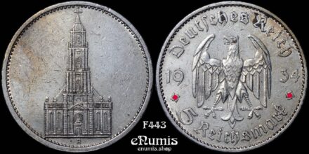 GERMANY THIRD REICH, 5 Mark 1934 A, Berlin, Garrison Church, aXF