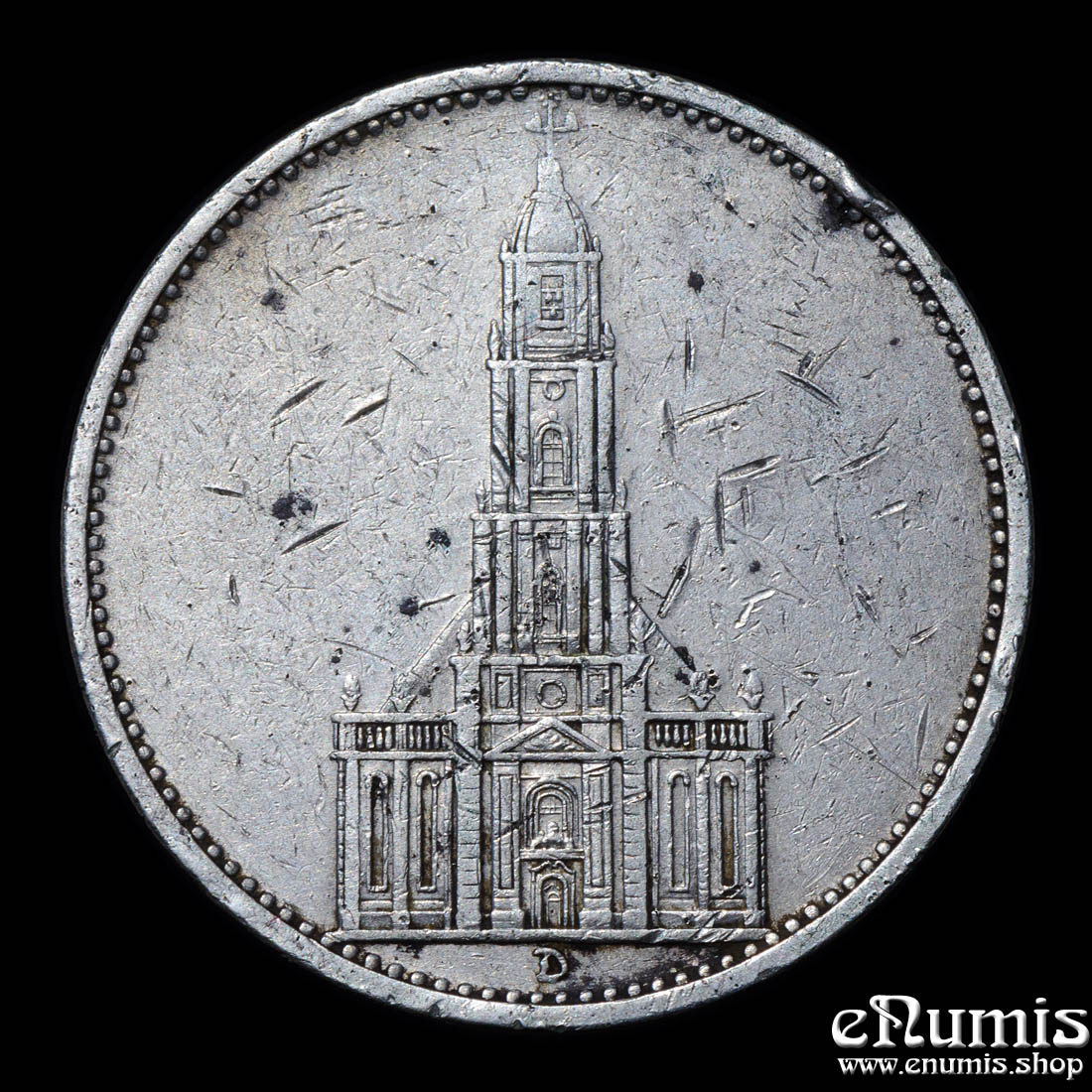 Germany, Third Reich, 5 Mark 1934 D, Munich, Garrison Church, VF