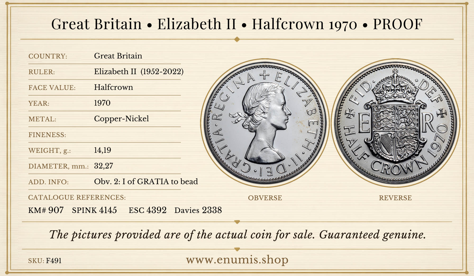 Great Britain, Elizabeth II, Halfcrown 1970, PROOF