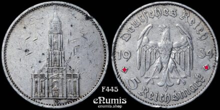 GERMANY THIRD REICH, 5 Mark 1934 D, Munich, Garrison Church, VF