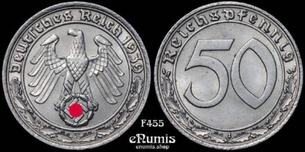 GERMANY THIRD REICH, 50 Pfennig 1939 F, Stuttgart, UNC