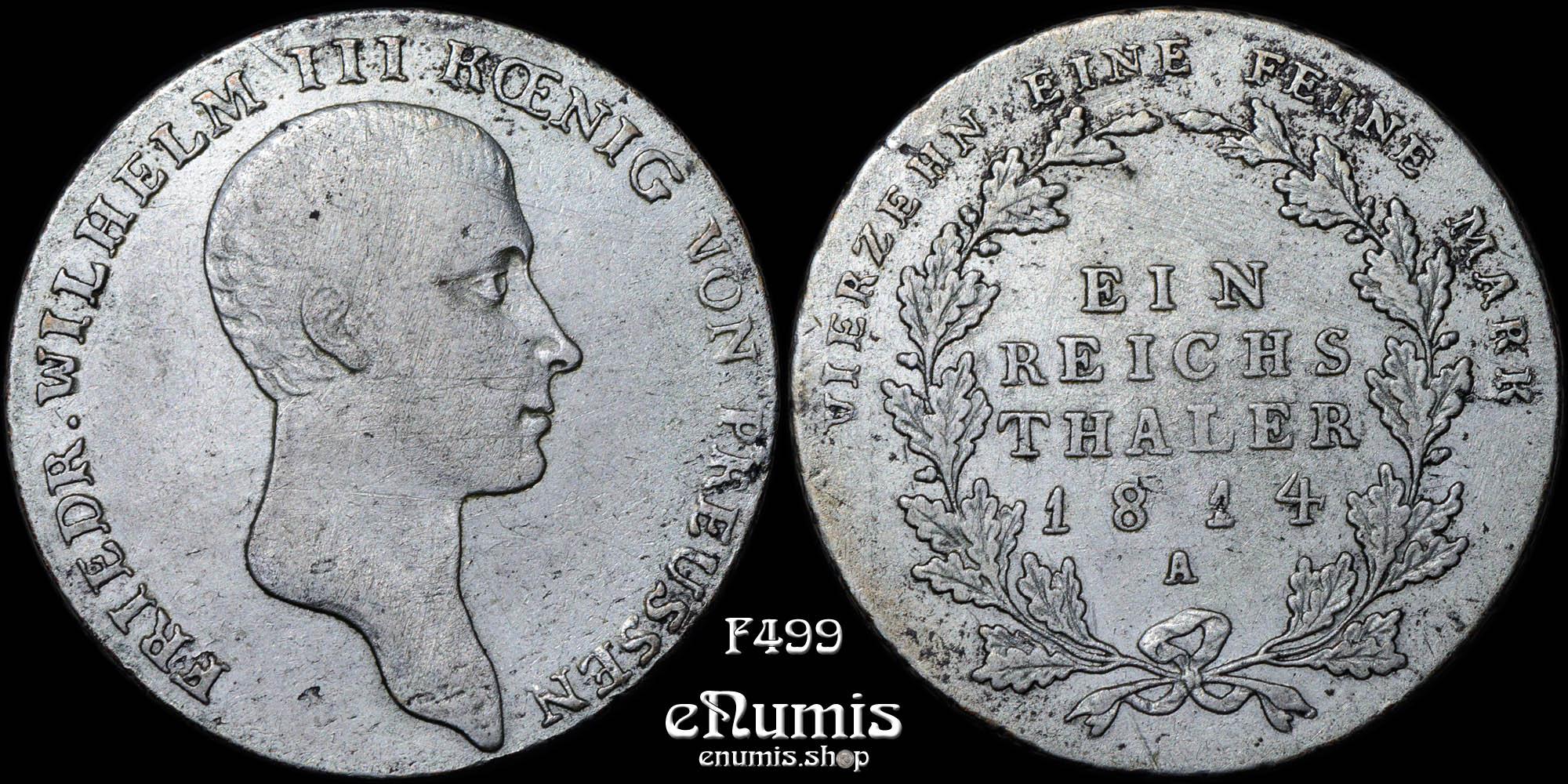 GERMANY PRUSSIA, Friedrich Wilhelm III, Taler 1814, VF+